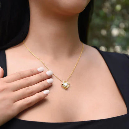 White Gold Necklace - With Real Rose